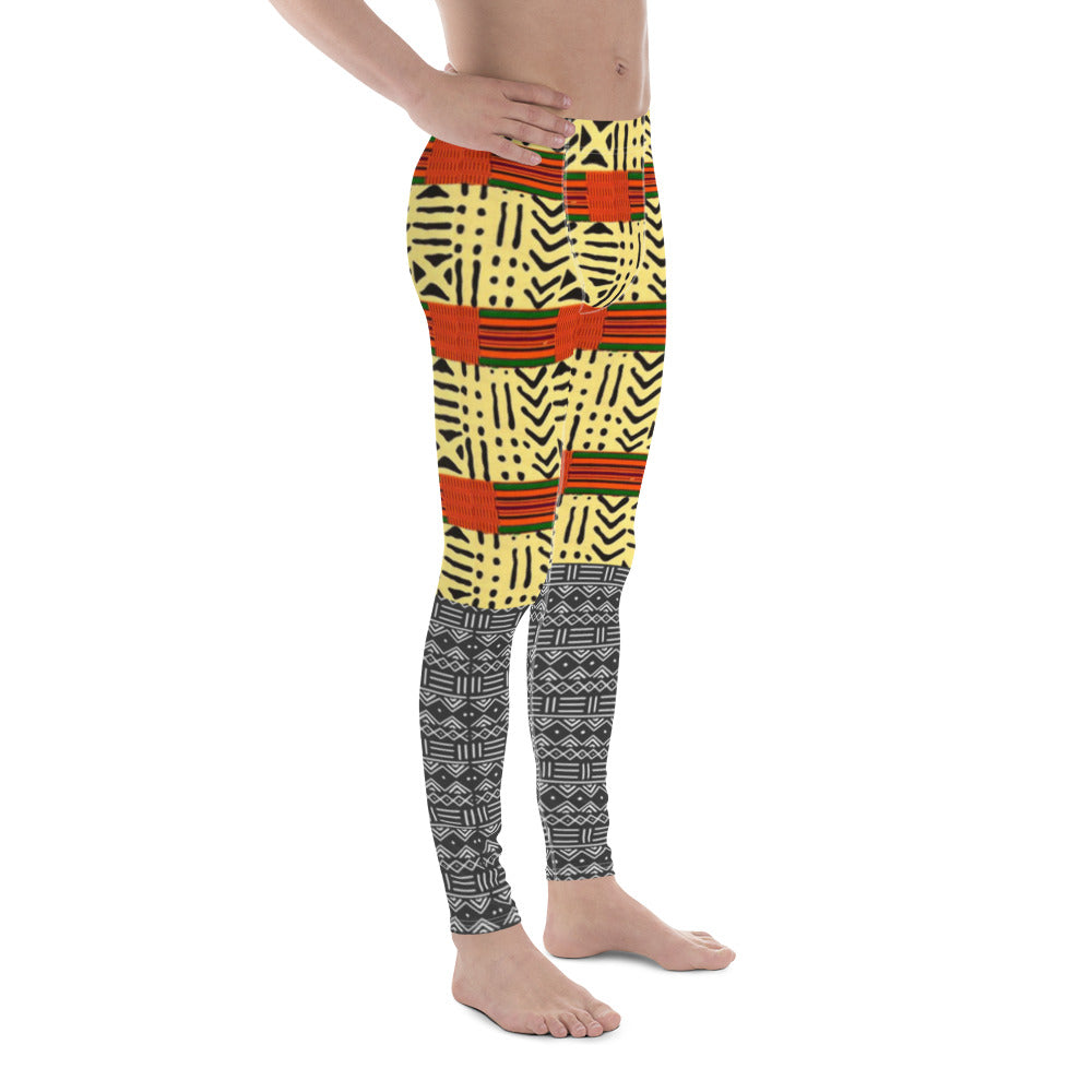 Kente and Mud Cloth Fusion Men's Leggings - RuvaAfricWear
